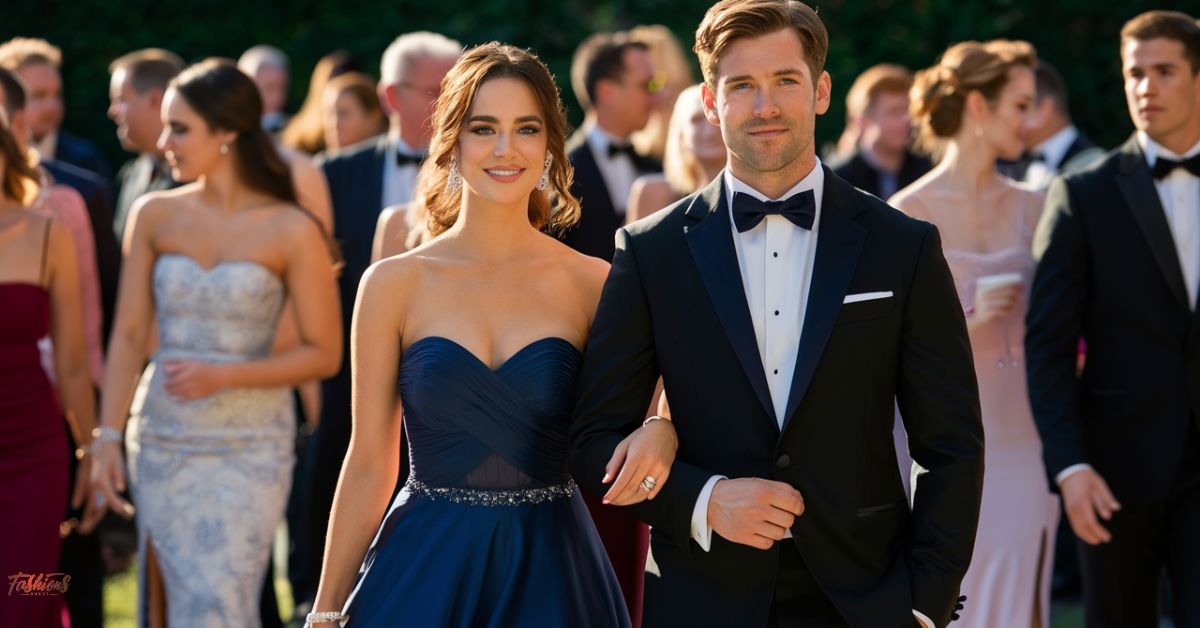 What color tux with navy prom dress